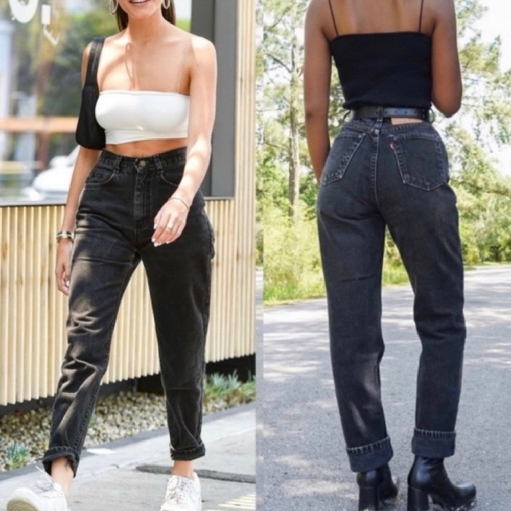 Levi's High-Waist Black Washed Mom Jeans